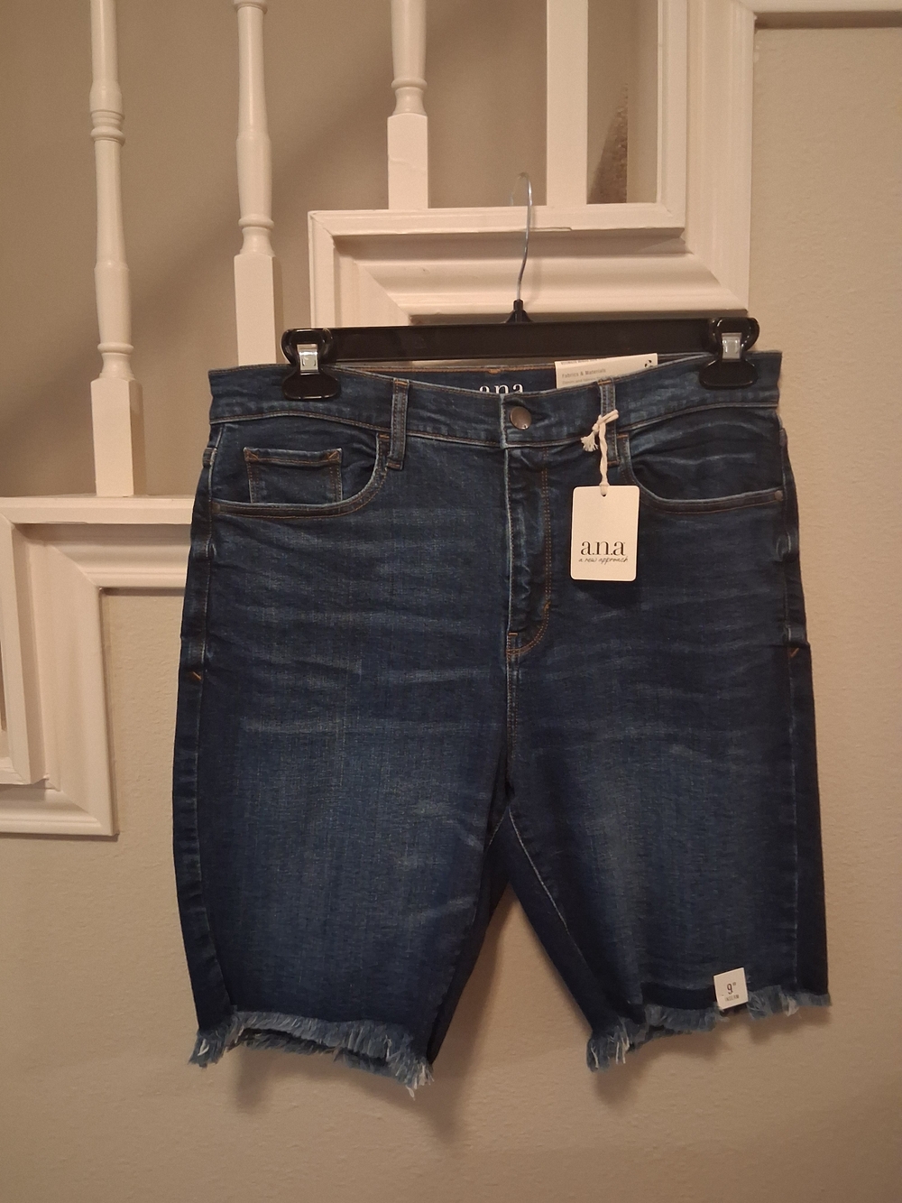 ANA High-Rise Dark Blue Denim Bermuda Shorts